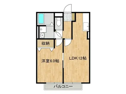 ソレーユ(1LDK/2階)の間取り写真