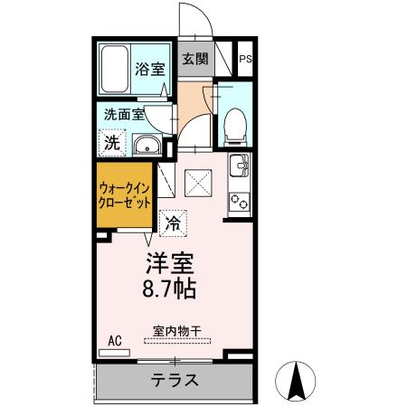 D-ROOM引野(ワンルーム/1階)の間取り写真