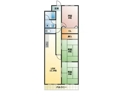 メゾン菱江(3LDK/10階)の間取り写真