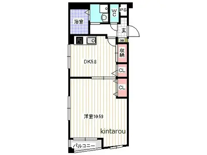 ミレナコート(1DK/3階)の間取り写真