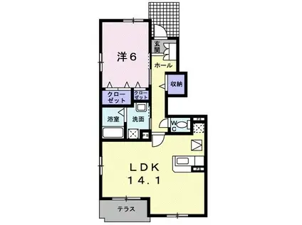 エレガント上青山(1LDK/1階)の間取り写真