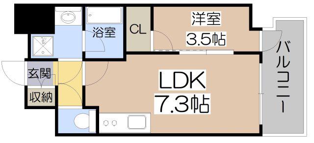 エスリードレジデンス大阪天王寺(1DK/3階)の間取り写真