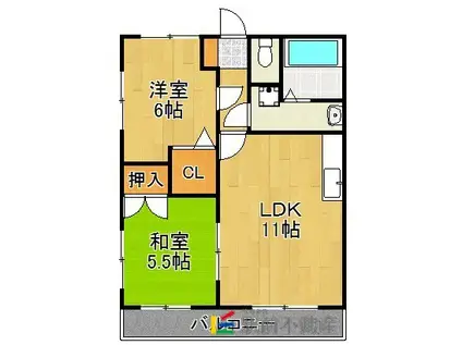 ソレイユ(2LDK/1階)の間取り写真