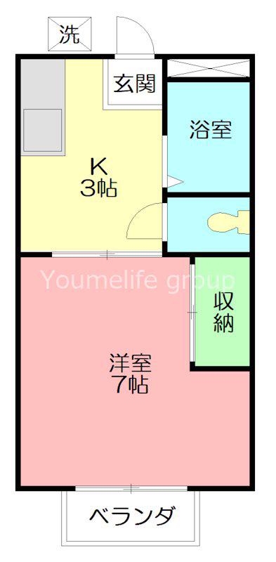 ハイツ萩原(1K/1階)の間取り写真