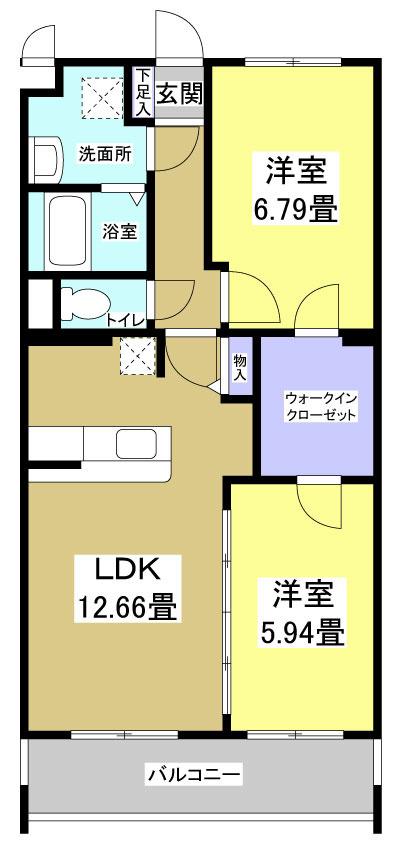 エバーグリーン(2LDK/4階)の間取り写真