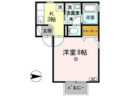 コーポK(1K/1階)の間取り写真