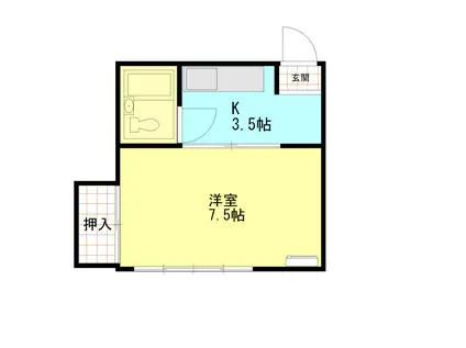 ホワイトホーム(1K/2階)の間取り写真