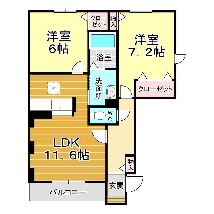 シャーメゾン シエクル(2LDK/1階)の間取り写真