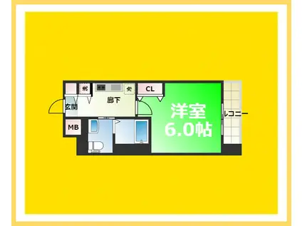 エステムプラザ難波ウエストII プレディア(1K/3階)の間取り写真