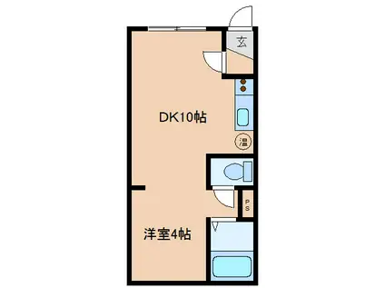 パークサイド貴(1DK/1階)の間取り写真