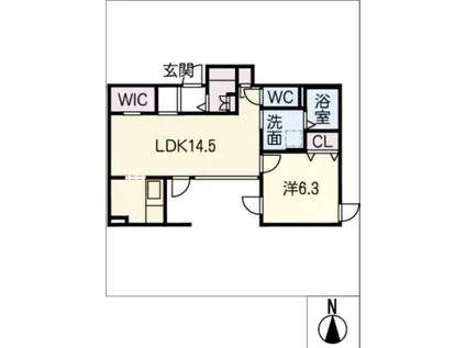 CALM CINCO(1LDK/2階)の間取り写真