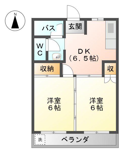 藤栄ビル(2DK/1階)の間取り写真