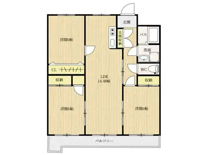 ベルメゾン荒巻(3LDK/1階)の間取り写真
