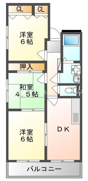 グレースシャトー(2LDK/2階)の間取り写真