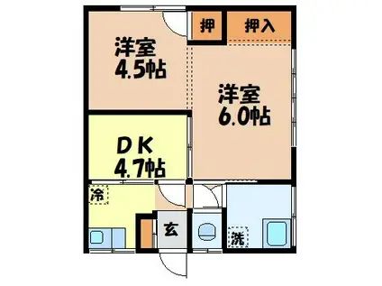 いずみアパート(2DK/2階)の間取り写真