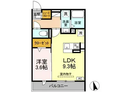 D-HILLS下池川町(1LDK/3階)の間取り写真