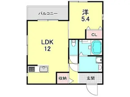 門口町 (1LDK/1階)の間取り写真
