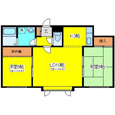 ハイグレード13(2LDK/2階)の間取り写真