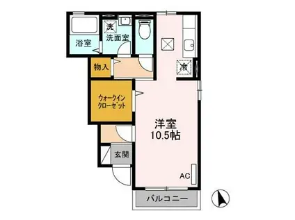 ローズコート・カノン(ワンルーム/1階)の間取り写真