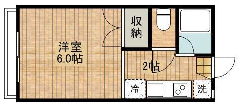 ハイムF A棟(1K/2階)の間取り写真