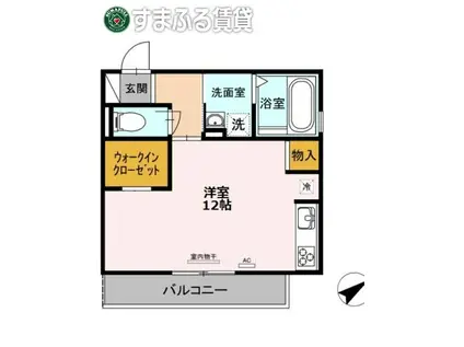 CHIARA(ワンルーム/2階)の間取り写真