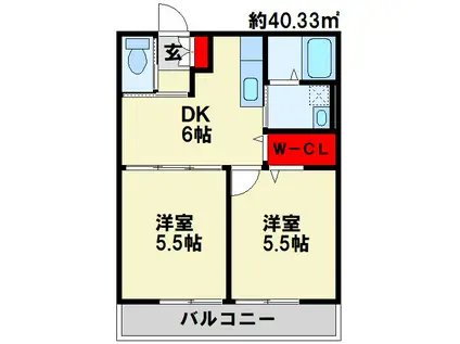 レトアヒル I(2DK/1階)の間取り写真