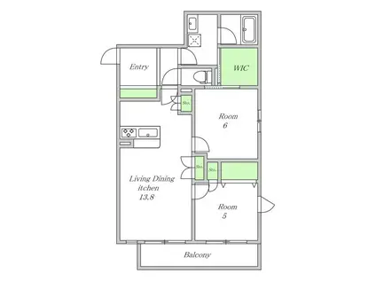 ウィズ ワンレジデンス大今里(2LDK/2階)の間取り写真