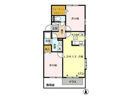 エクレーレC(2LDK/1階)の間取り写真