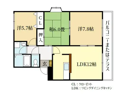 グッドヒルズ桜ヶ丘(3LDK/1階)の間取り写真