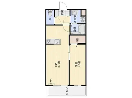 フェリス道本(1LDK/4階)の間取り写真