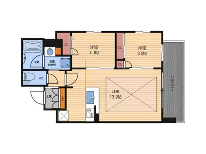 プレサンスレイズ新梅田(2LDK/4階)の間取り写真