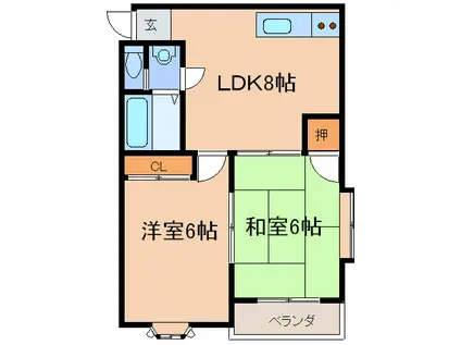 ブラウンマンション小西(2LDK/3階)の間取り写真