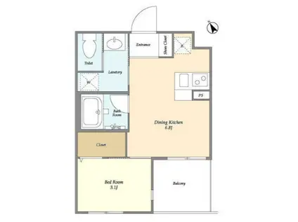 PAIR FLAT(1DK/3階)の間取り写真