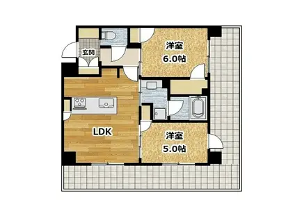 エクセレントシティ新丸子(2LDK/2階)の間取り写真