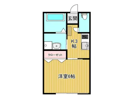 ラフィーネコート(1K/1階)の間取り写真