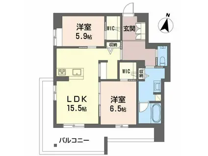マグノリア上杉(2LDK/1階)の間取り写真
