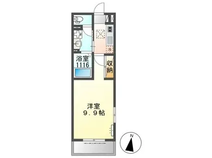 ARUKAS(1K/1階)の間取り写真