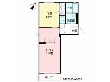 プラリュー1(1LDK/2階)の間取り写真