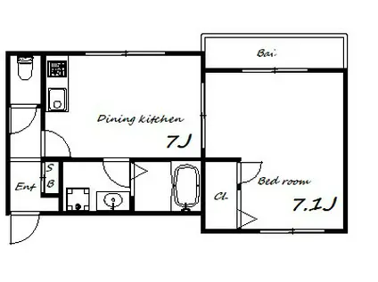 サンビエナ(1DK/3階)の間取り写真