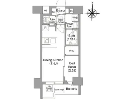 コンフォリア・リヴ品川戸越(1DK/5階)の間取り写真