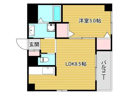 プライムコート元町(1LDK/3階)の間取り写真