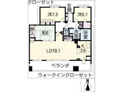 プラウド春日井505(3LDK/5階)の間取り写真