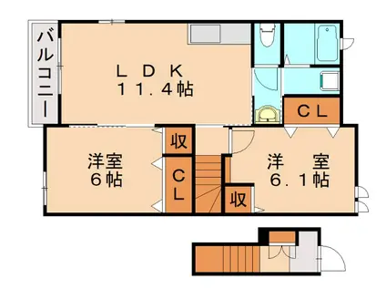 エステート桜II(2LDK/2階)の間取り写真