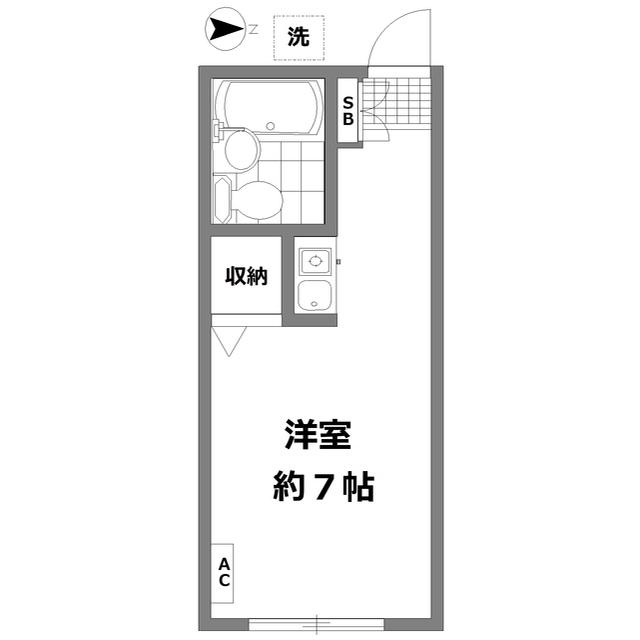 アスペンハイム(ワンルーム/1階)の間取り写真