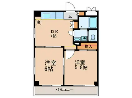 カーサ・フェリス(2DK/2階)の間取り写真