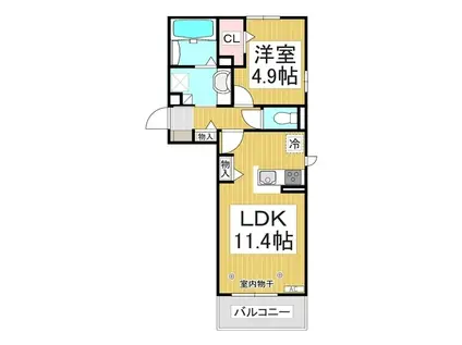 クレール三輪田町(1LDK/1階)の間取り写真