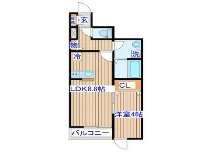根岸B棟(1LDK/1階)の間取り写真