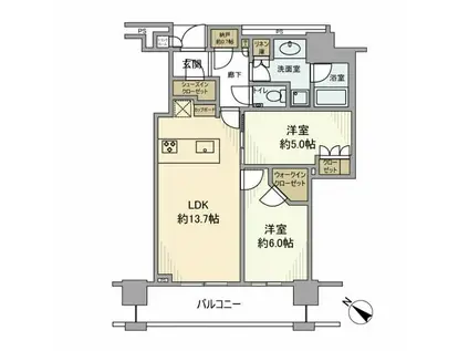 BRILLIA THE TOWER TOKYO YAESU AVENU(2LDK/3階)の間取り写真