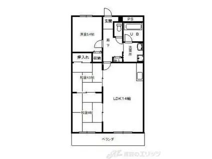 リベルテ摂津(3LDK/1階)の間取り写真