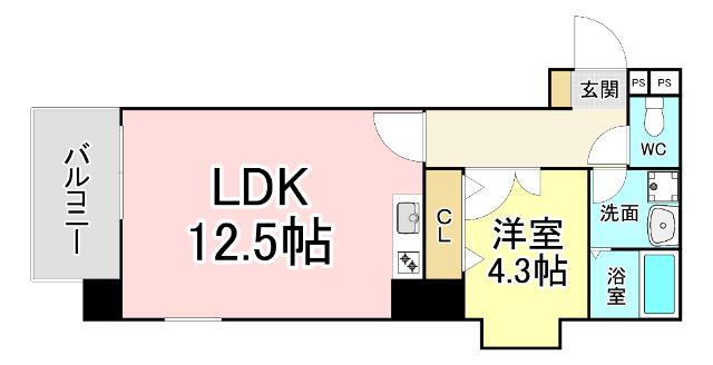 レクオス朋(1LDK/2階)の間取り写真
